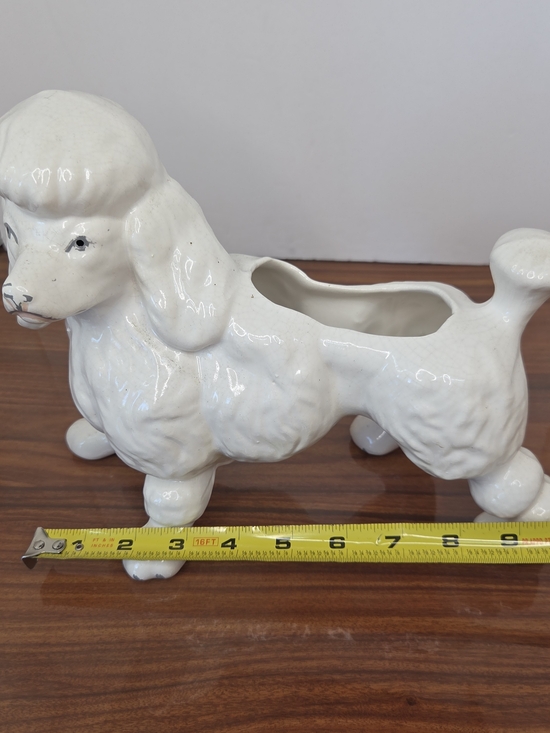 White Ceramic Poodle Planter & Figurine - Decorative Home Accent